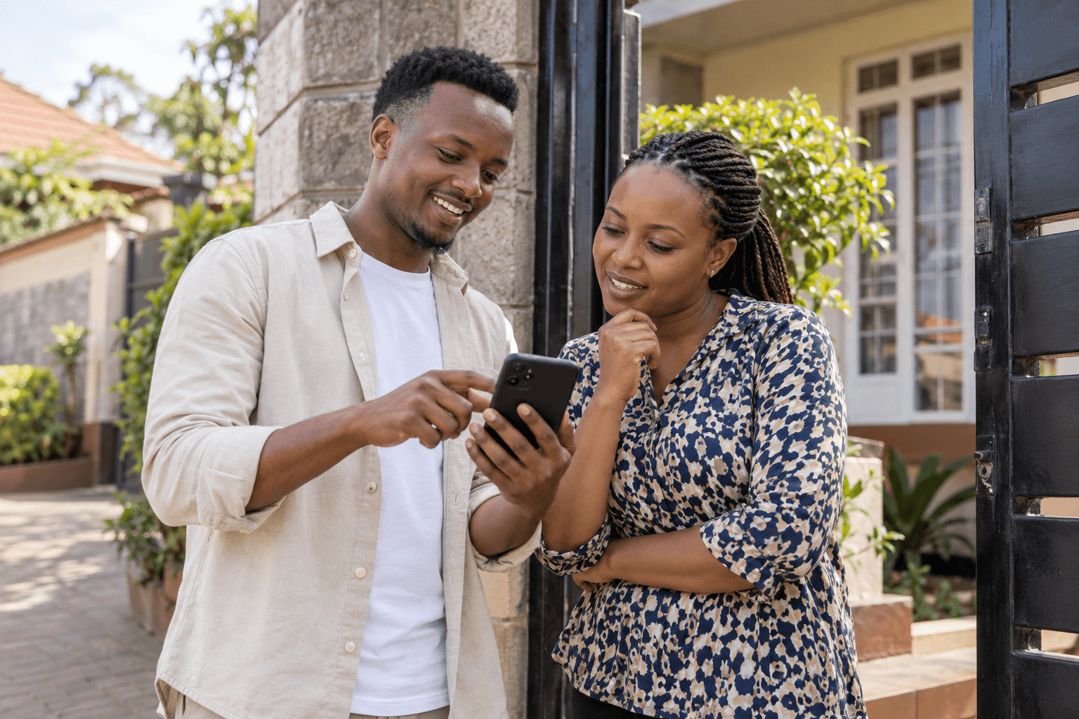 Independent Airtel sales agent in Kenya introducing SmartConnect on a phone