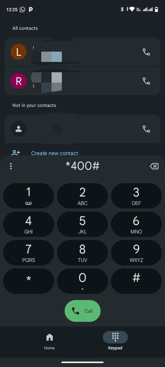 Step 1: Dial USSD code *400# to resubscribe Airtel 5G router data plan on phone dialer