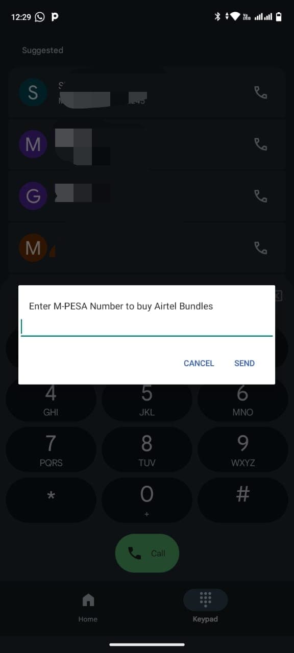 Step 7: Enter M-Pesa number to pay for Airtel 5G router data plan resubscription