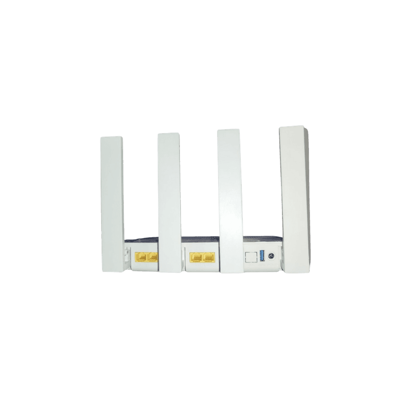 Airtel router ports showing W/LAN1, LAN ports, USB, and power connections